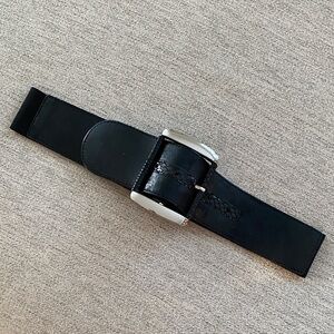 WHBM Wide Leather & Elastic Belt
